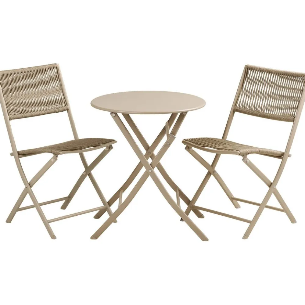 Hot House Nordic Parvekesetti Arcas, ø60cm pöytä + 2 tuolia, taupe