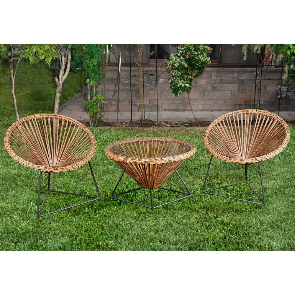 Clearance Linento Garden Parvekesetti Vera pöytä + 2 tuolia ruskea