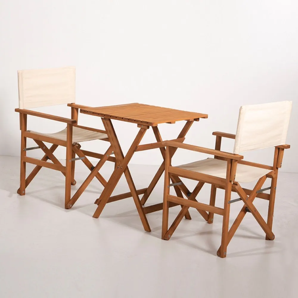 Best Linento Garden Parvekesetti MY017, 2 tuolia + pöytä, kokoontaittuva, ruskea/kermanvaalea