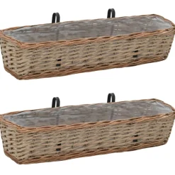 FinePRICE Parvekkeen kukkalaatikko 2 kpl paju PE-vuori 80 cm