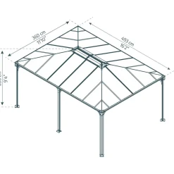 Palram-Canopia Paviljonki Martinique 5000 3,6 x 4,9 m 17,7 m² harmaa