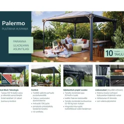 Palram-Canopia Paviljonki Palermo 4300 4,3 x 4,3 m 18,5 m² harmaa