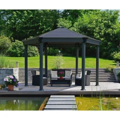 Online Palram-Canopia Paviljonki Roma 6-kulmainen 3,6 x 4, 2 m 14,9 m² harmaa