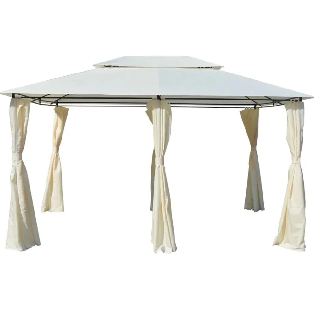 Outlet FinePRICE Paviljonki verhoilla 4x3m valkoinen