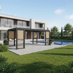 Hot Home4you Pergola Mirador-111, säleikköseinillä 300x600cm, tummanharmaa