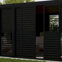 Sale Home4you Pergola liukuseinäpaneeli Mirador-111(4m), 370,4x236,5cm, alumiini, tummanharmaa