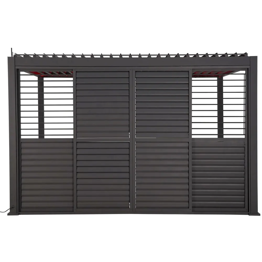 Sale Home4you Pergola liukuseinäpaneeli Mirador-111(4m), 370,4x236,5cm, alumiini, tummanharmaa