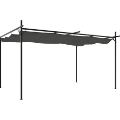 New FinePRICE Pergola sisäänvedettävä katto antrasiitti 395x292x230 cm