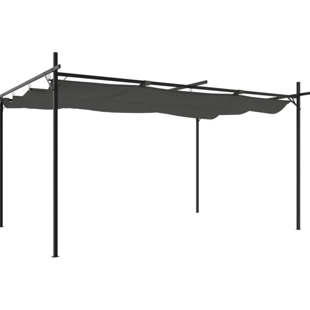 New FinePRICE Pergola sisäänvedettävä katto antrasiitti 395x292x230 cm