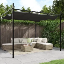 Outlet FinePRICE Pergola sisäänvedettävä katto antrasiitti 295x292x230 cm