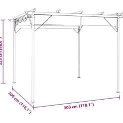 Best FinePRICE Pergola sisäänvedettävä katto antrasiitti 3x3 m teräs 180 g/m² (12226)