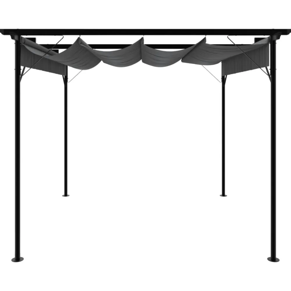 Best FinePRICE Pergola sisäänvedettävä katto antrasiitti 3x3 m teräs 180 g/m² (12226)