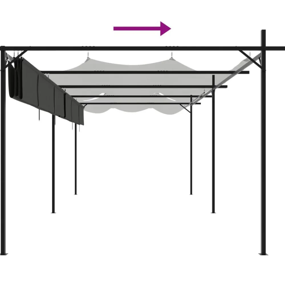 Best FinePRICE Pergola sisäänvedettävä katto antrasiitti 589x292x230 cm