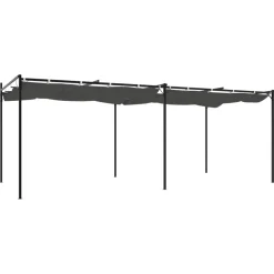 Best FinePRICE Pergola sisäänvedettävä katto antrasiitti 589x292x230 cm