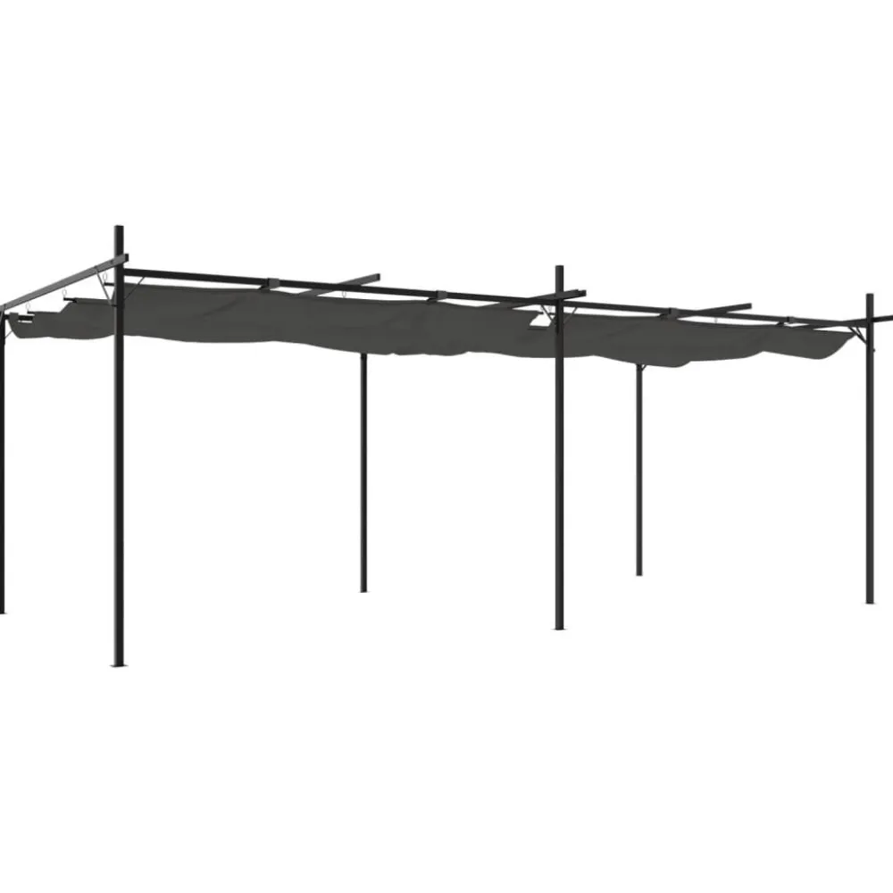 Best FinePRICE Pergola sisäänvedettävä katto antrasiitti 589x292x230 cm
