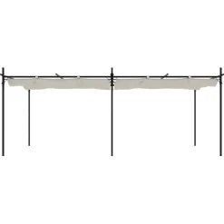 FinePRICE Pergola sisäänvedettävä katto kerma 589x292x230 cm