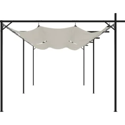 FinePRICE Pergola sisäänvedettävä katto kerma 589x292x230 cm