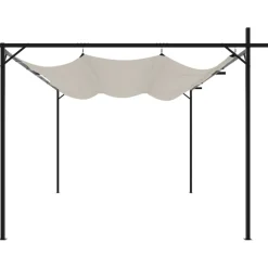Best FinePRICE Pergola sisäänvedettävä katto kerma 395x292x230 cm