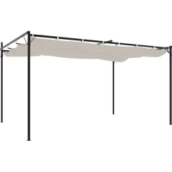 Best FinePRICE Pergola sisäänvedettävä katto kerma 395x292x230 cm