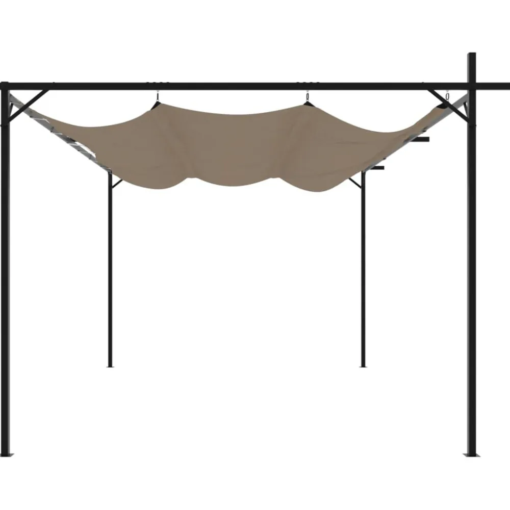 Clearance FinePRICE Pergola sisäänvedettävä katto taupe 395x292x230 cm