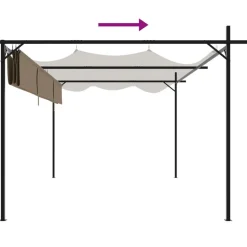 Clearance FinePRICE Pergola sisäänvedettävä katto taupe 395x292x230 cm