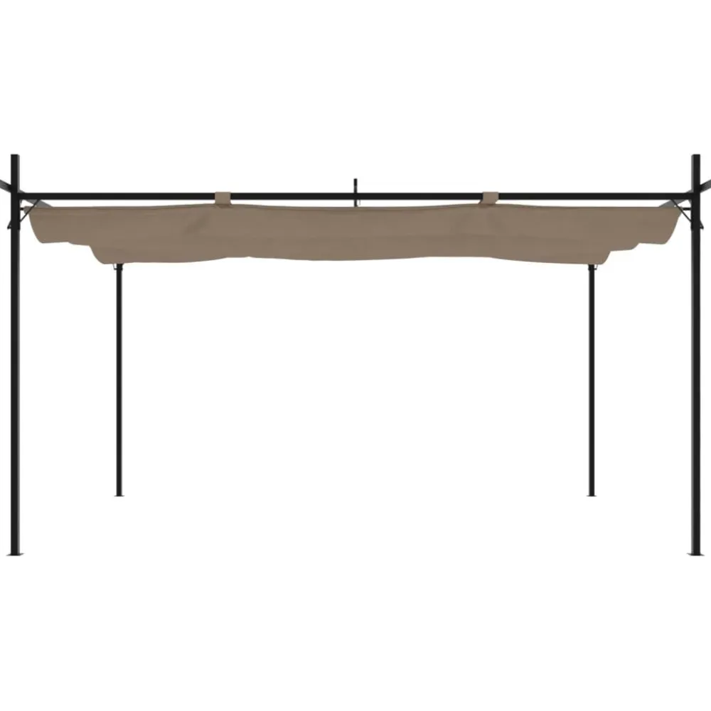 Clearance FinePRICE Pergola sisäänvedettävä katto taupe 395x292x230 cm