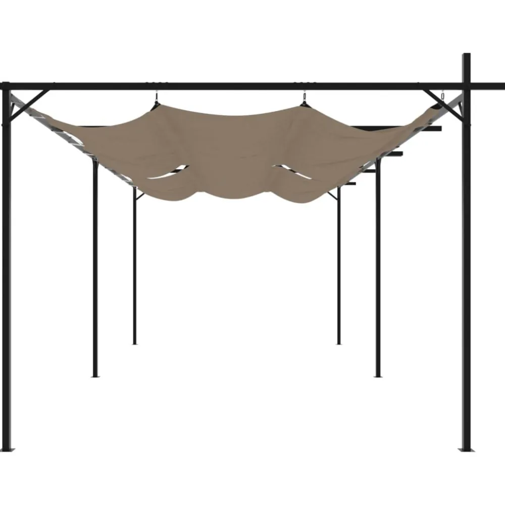 Clearance FinePRICE Pergola sisäänvedettävä katto taupe 589x292x230 cm