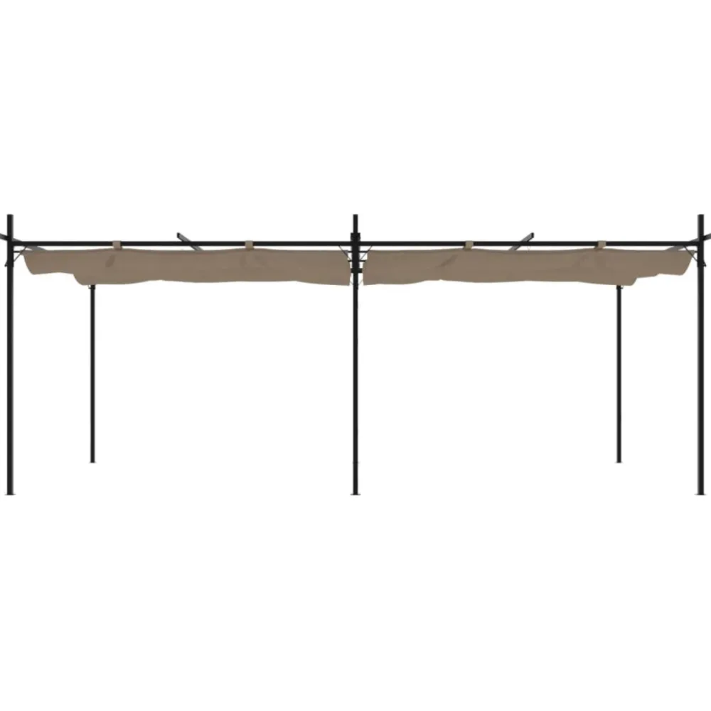 Clearance FinePRICE Pergola sisäänvedettävä katto taupe 589x292x230 cm