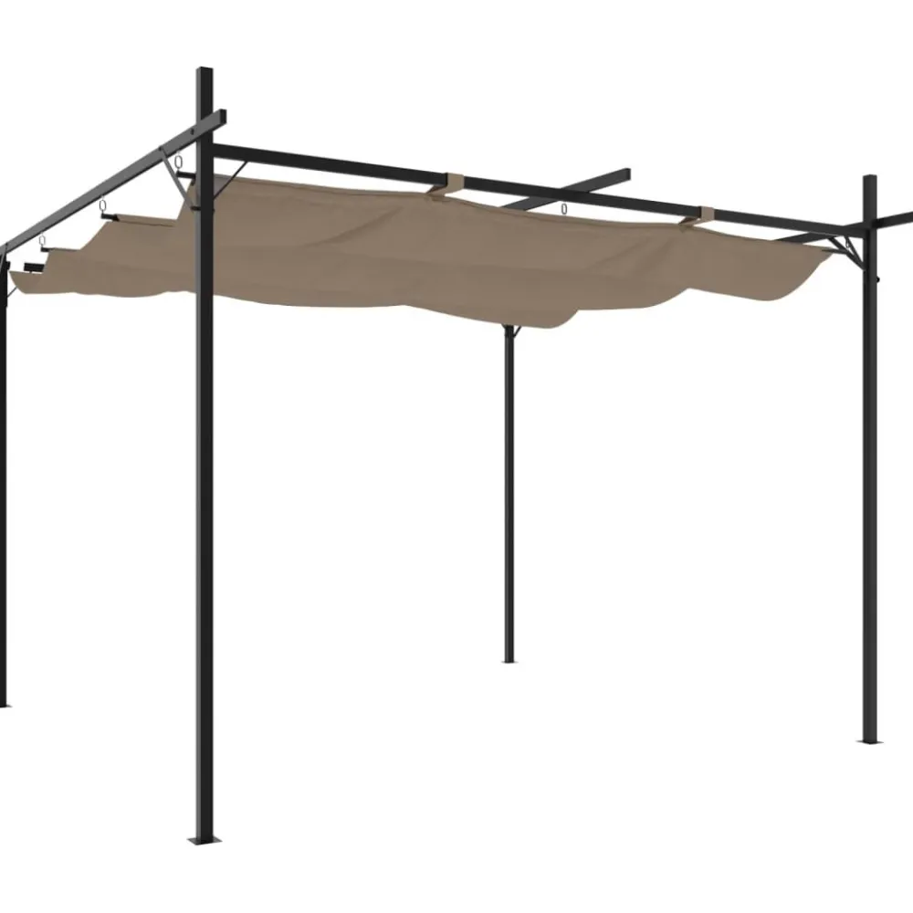Outlet FinePRICE Pergola sisäänvedettävä katto taupe 295x292x230 cm