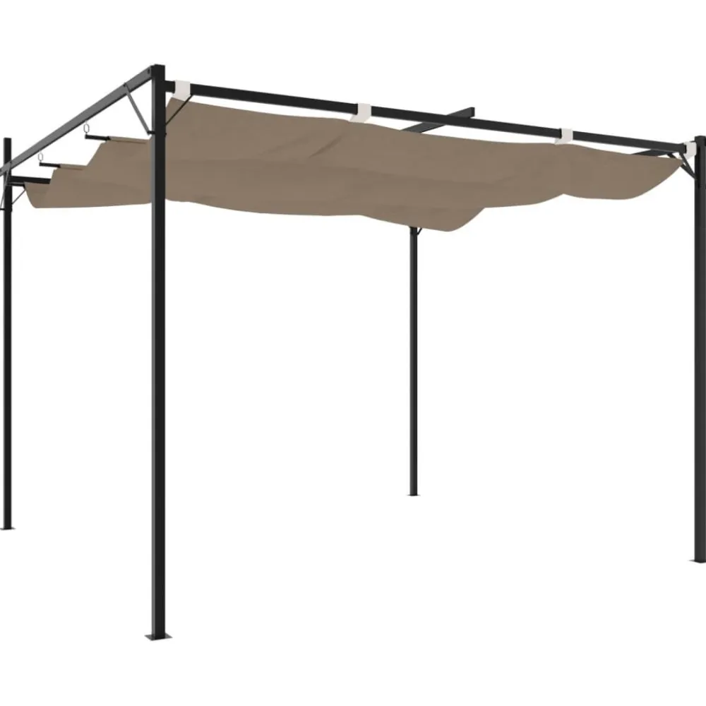 Outlet FinePRICE Pergola sisäänvedettävä katto taupe 295x292x230 cm
