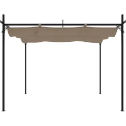 Outlet FinePRICE Pergola sisäänvedettävä katto taupe 295x292x230 cm