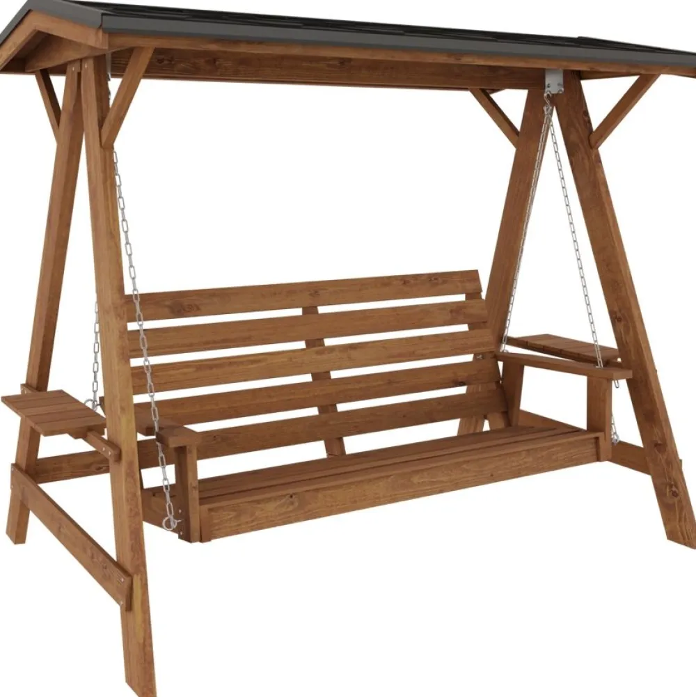 Outlet Miljöökoriste Pihakeinu , 180x235x205 cm, 3-istuttava, kovalla katoksella, ruskea