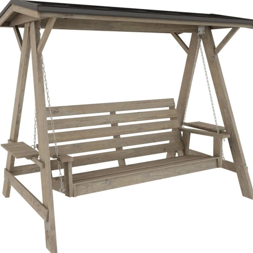 Outlet Miljöökoriste Pihakeinu , 180x235x205 cm, 3-istuttava, kovalla katoksella, ruskea