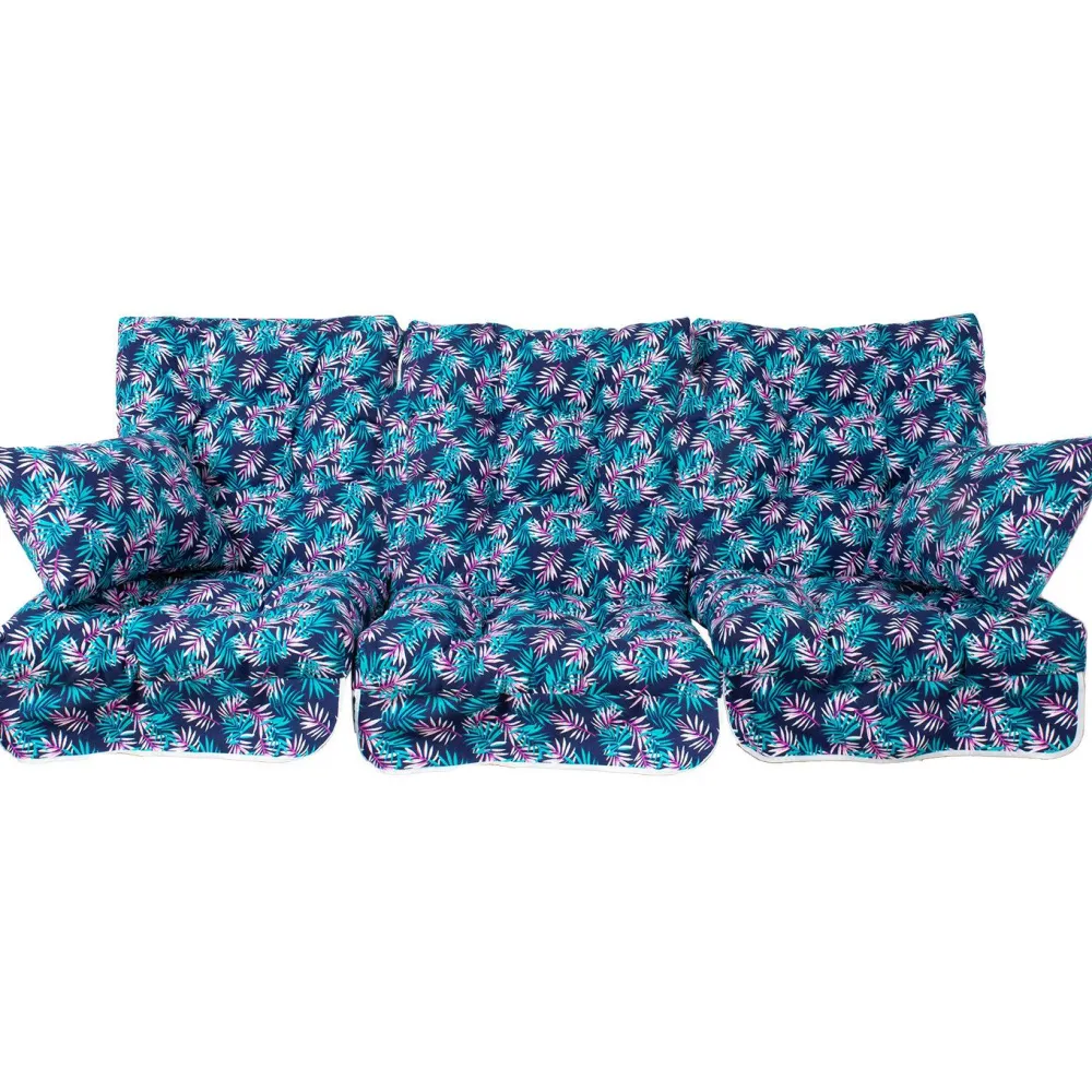 Outlet Home4you Pihakeinun pehmusteet ROMA 108x56x10 cm, 3 kpl, lehtikuosi, sininen