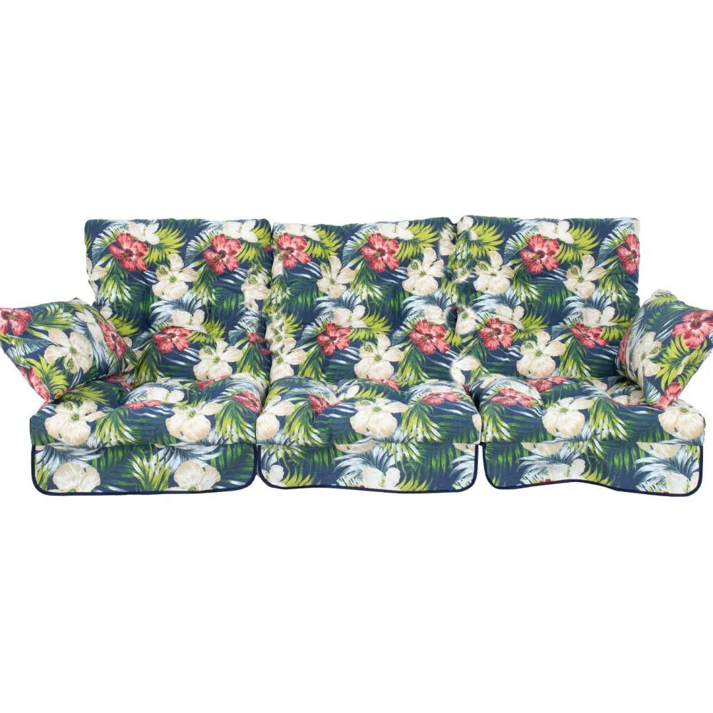 Discount Home4you Pihakeinun pehmuste ROMA 108x56x10 cm, tumma kukkakuosi, 3-osainen, musta