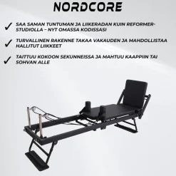 Nordcore Pilates Reformer Taitettava, sis. pilateslaatikko