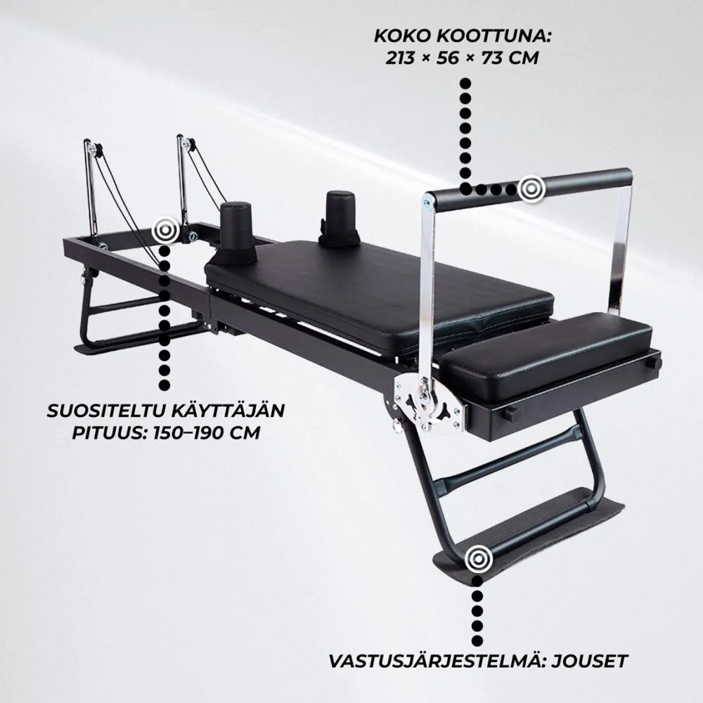 Nordcore Pilates Reformer Taitettava, sis. pilateslaatikko