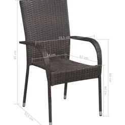 Clearance FinePRICE Pinottavat ulkotuolit 2 kpl polyrottinki ruskea