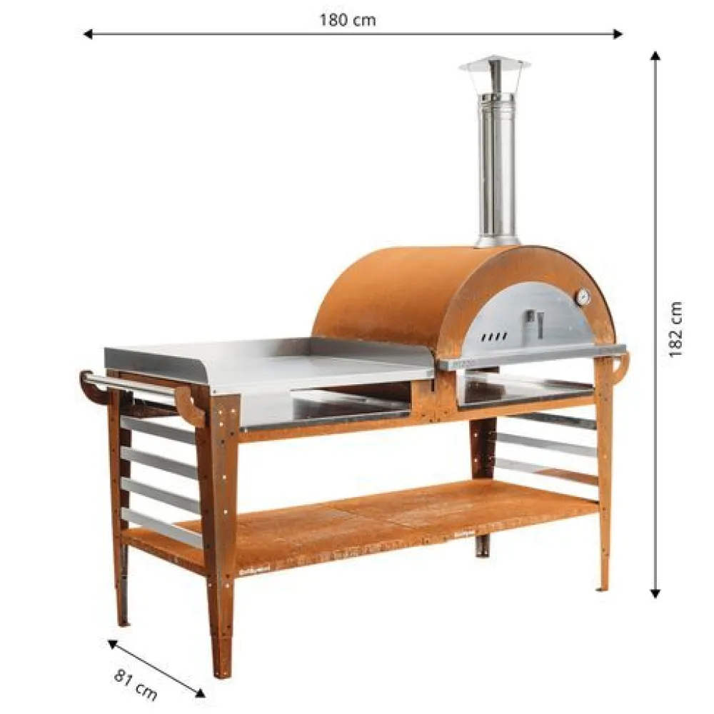 GrillSymbol Pizzauuni Pizzo XL, pöydällä, 180x81x182cm