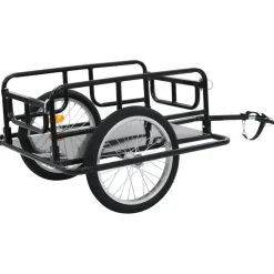 New FinePRICE Polkupyörän peräkärry, teräs, 130x73x48.5cm, musta