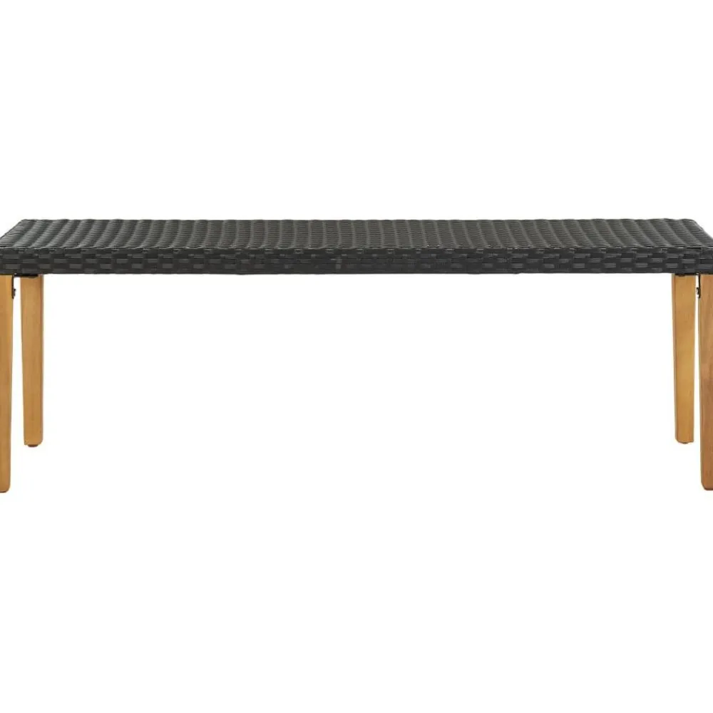 FinePRICE Polyrottinkinen musta puutarhapenkki 80 cm