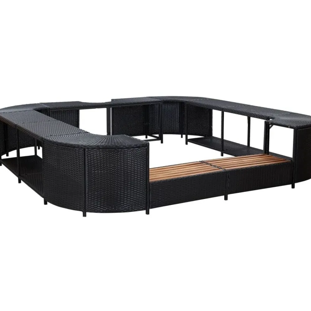 Outlet FinePRICE Porealtaan reunus neliö musta 268x268x55 cm polyrottinki