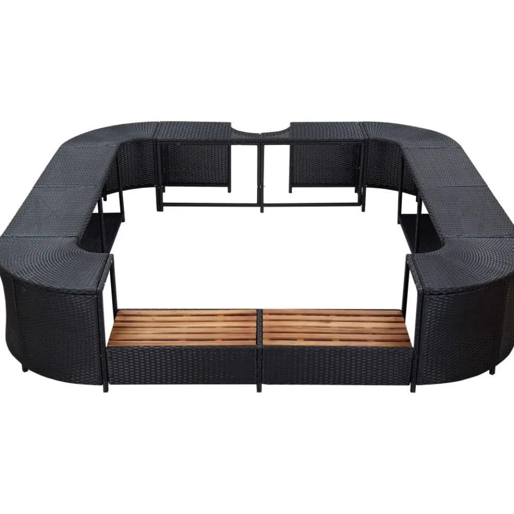 Outlet FinePRICE Porealtaan reunus neliö musta 268x268x55 cm polyrottinki