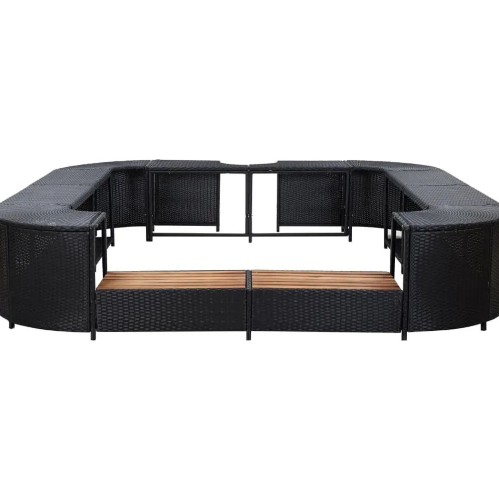Outlet FinePRICE Porealtaan reunus neliö musta 268x268x55 cm polyrottinki