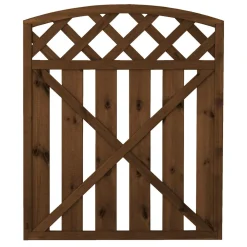 Clearance Tammiston puu Porttielementti Lehtoharju A30R 900x980/1050 mm kaareva pystylauta + vinoristikko ruskea