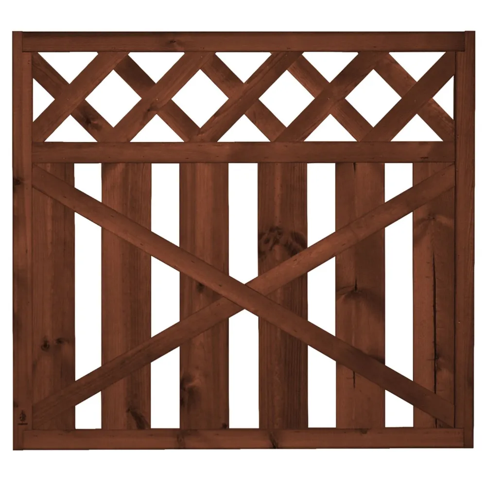 Clearance Tammiston puu Porttielementti Lehtoharju A31R 900x800 mm suora pystylauta + vinoristikko ruskea