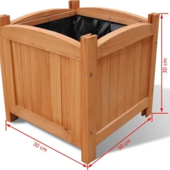Outlet FinePRICE Puinen korotettu kukkalaatikko 30 x 30 x 30 cm 2 sarja