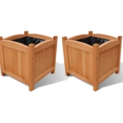 Outlet FinePRICE Puinen korotettu kukkalaatikko 30 x 30 x 30 cm 2 sarja