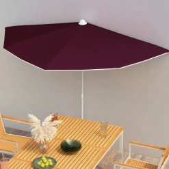 Outlet FinePRICE Puoliaurinkovarjo tangolla 180x90 cm viininpunainen