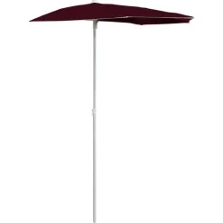 Outlet FinePRICE Puoliaurinkovarjo tangolla 180x90 cm viininpunainen